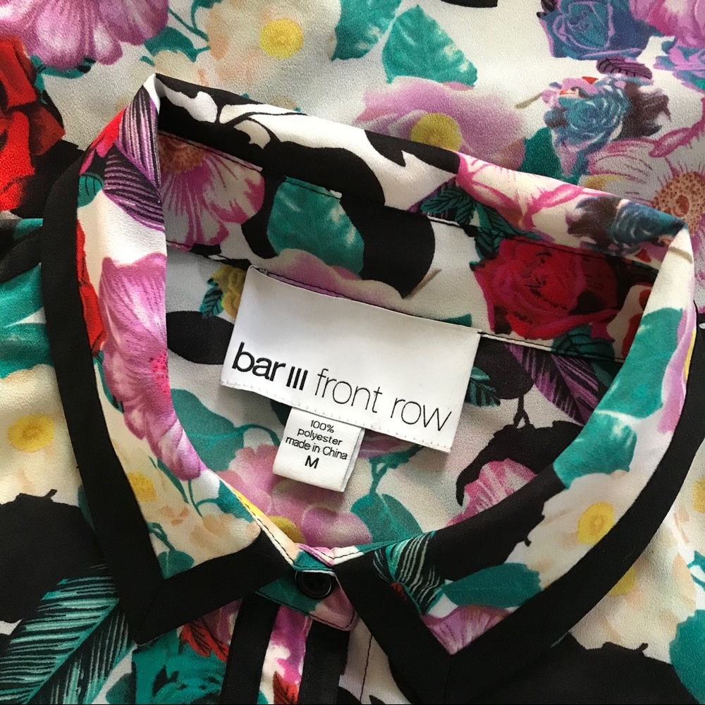 Bar Iii Front Row Floral Print High/Low Blouse - image 5